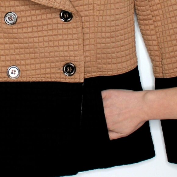 HELLO FALL! THML Two Toned Black And Tan Peacoat Color Block Jacket Size XS - Picture 2 of 4